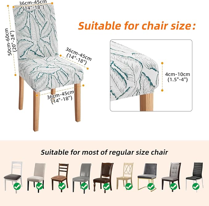 Fuloon Dining Chair Slipcover, Stretch Parson Chair Protector for Home | Reed Jacquard Blue, Set of 6, Super Fit, Stretch, Removable, Washable, Suits for Hotel, Dining Room, Ceremony, Banquet Party - Image 3