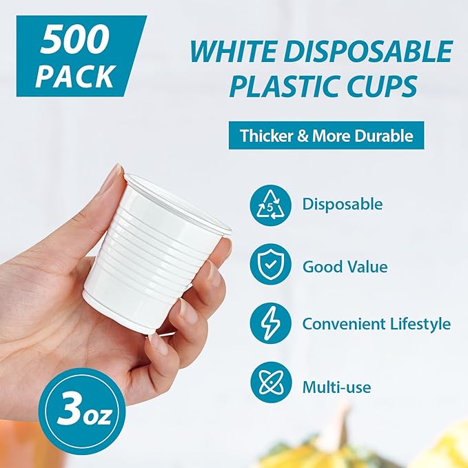 Lilymicky 500 Pack 3 oz Disposable Plastic Cups, 3 Ounce Plastic Bathroom Cups, Small Jelly Party Shot for Tasting, Drinking and Party