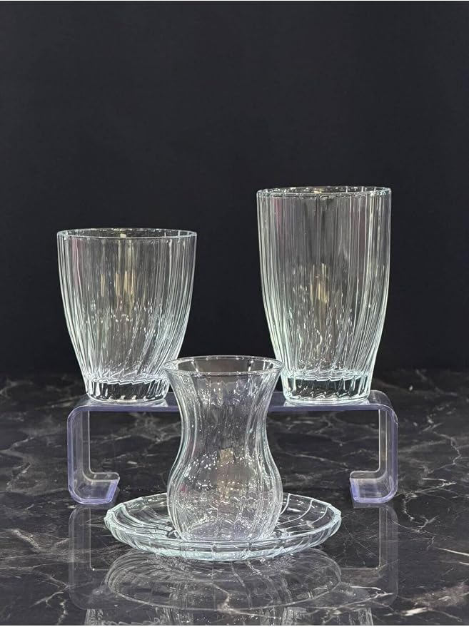 SODEF 24-Piece quality Glassware Set for 6 - Includes Tea Glasses & Water/Juice Tumblers - appropriate Bridal Registry Set - Dishwasher Safe - Beige - Image 5
