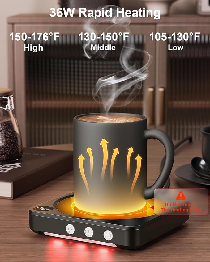 Mug Warmer - 36W Coffee Mug Warmer for Desk with Temperature Display, 2-12Hrs Auto Shut Off, Smart Candle Warmer - Ideal Coffee Gifts Accessories Keep Beverages Coffee Warmer - Image 3
