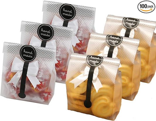 SAILING-GO Cookies Bags for Packaging Cake Candy, 200 Pack with Stickers | For Cookie, Cake, Chocolate, Candy, Snack, Wrapping, Good for Bakery Party, business orders, market samples by SRainbowPP