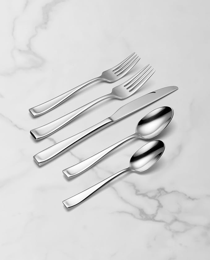 Oneida Moda 65-Piece 18/10 Silverware Set for 12, Flatware | mirror finish, dishwasher safe | includes serving spoons and utensil set | heavy duty, cutlery set for kitchen and dining - Image 8