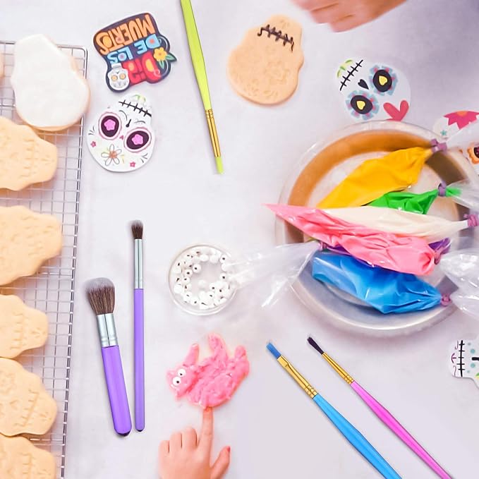 8 Pcs Christmas Cake Candy Decorating Brushes Food Fondant Tools Food Painting Brushes for Cake Chocolate Sugar Cookie Decorating Supplies with Fondant Gum Paste Tool for Christmas Xmas Party Supplies