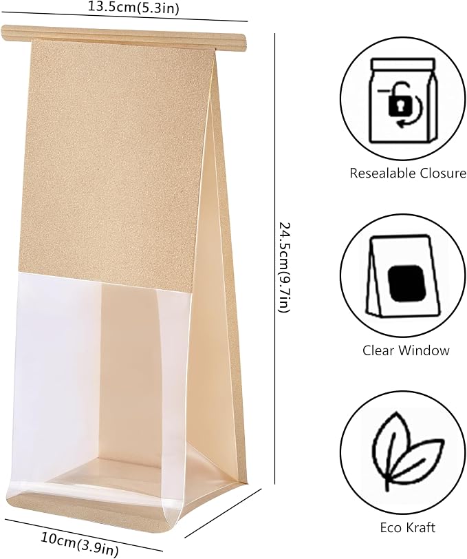 50 Pack Cookie Bags Packaging, DAJLFA Small Bakery Bags with Window, Tin Tie Tab Lock, Great for Muffin, Homemade Granola, Popcorn, Candies (3.9 * 3 * 9.2 Inches) - Image 2
