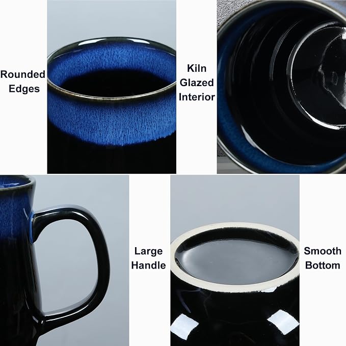 28 Oz Extra Large Ceramic Coffee Mug with Big Handle(Starry Blue) | Handmade Glazed Oversized Tea Cup for Office and Home, Microwave and Dishwasher Safe, Coffee Mugs for Hot and Cold Drinking - Image 4