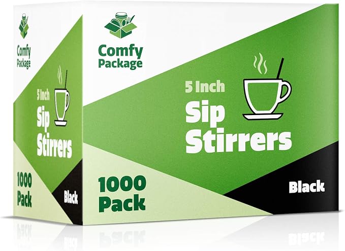 Comfy Package 5 Inch Coffee & Cocktail Stirrers [1000 Count] Straws | 5" Stir Sticks, Hot or Cold Drinks, BPA-Free Plastic, Sleek Black Look, Cafes, Bars & Offices - Image 6