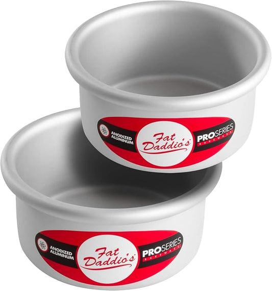 Fat Daddio's Anodized Aluminum Round Cake Pans, 2 Piece Set, 4 x 2 Inch by FatDaddios