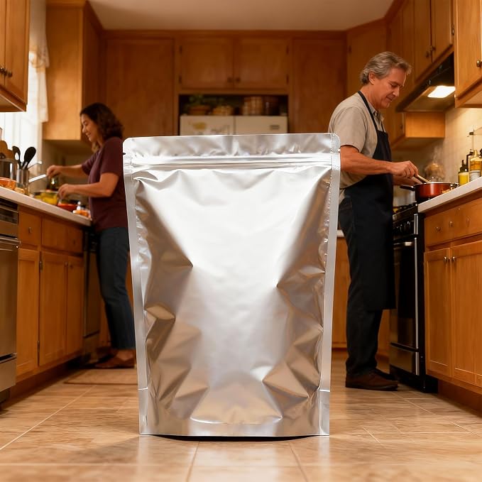 Mylar Bags 4Gallon 30PCS 14"X20" for Food Storage with Oxygen Absorbers&Labels,10Mil Thick Resealable Zipper&Heat Seal Stand Up Pouches for Packaging Long Term,Dried Food,BPA Free - Image 7
