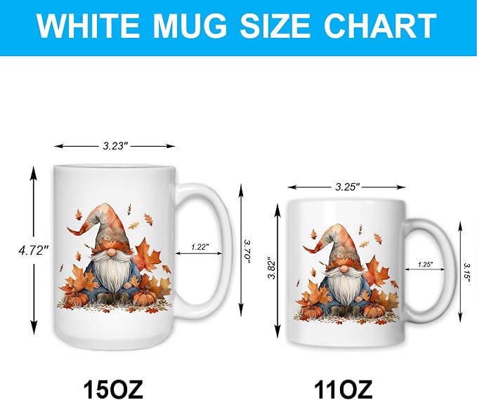 Hyturtle Personalized Fall Gnome Coffee Mug - Gnomes Gifts For Women | Fall Autumn Decor Gifts For Farmhouse Thanksgiving, Gnomes Gift Ideas on Birthday Custom Name 11oz White Ceramic Tea Mug - Image 5