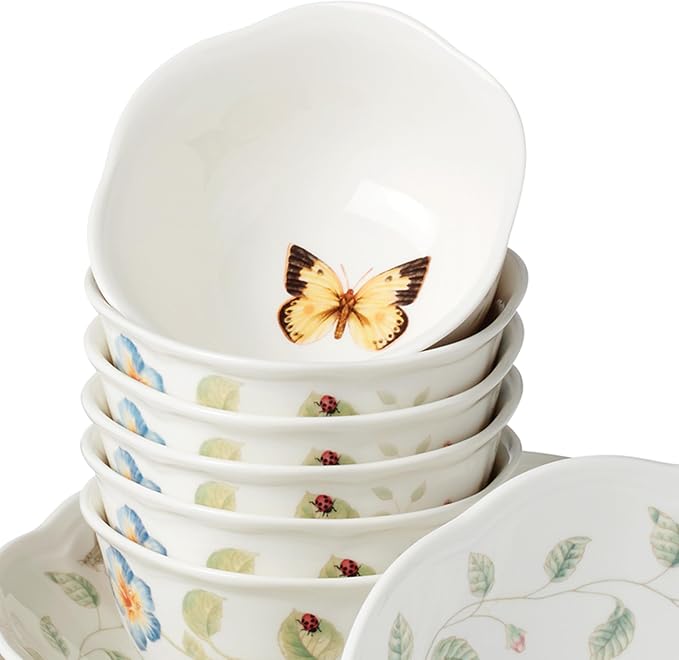 Lenox Dinnerware Set, Butterfly Meadow 24-Piece Bowls Set, Service For 6, Elegant Porcelain Dinnerware, Microwave And Dishwasher Safe, Dish Set, Plates & Dishes, Ramen Bowl (Assorted, 24 Piece) - Image 2