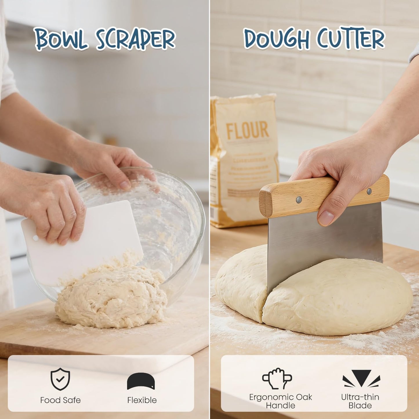 Complete Sourdough Bread Baking Kit with Banneton Basket & Starter Jar
