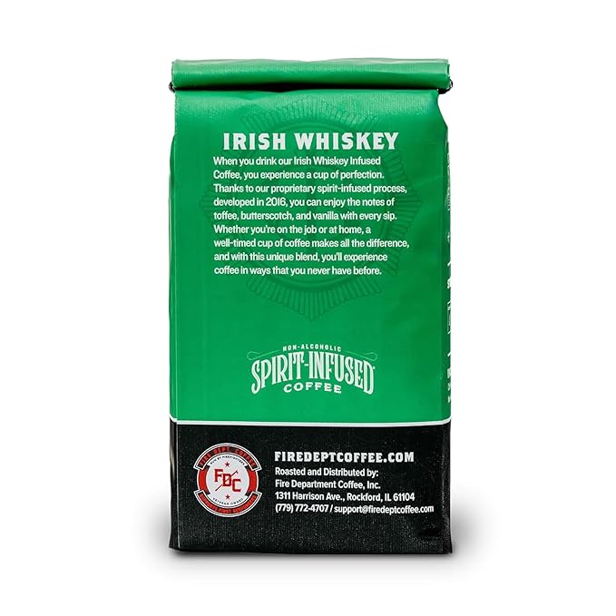 Fire Department Coffee - Gives Back to Firefighters - Irish Whiskey Infused Ground Coffee - Medium Roast - Non-Alcoholic - Roasted in the USA - Veteran Owned (12 oz, Pack of 2)