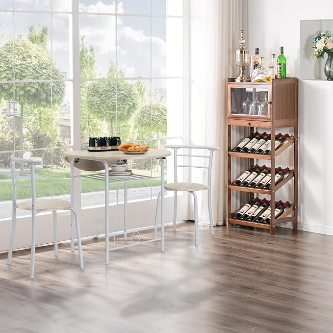 VINGLI 31.5" Drop Leaf Dining Table Set for 2, 3 Pieces Dining Table with Chair for Small Space, Small Kitchen Extendable Folding Dining Table for Dining Room，Home, Apartment, Saving Places, White Oak - Image 3