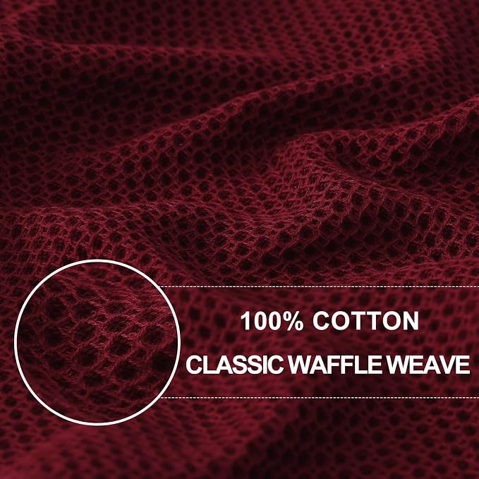 Homaxy 100% Cotton Waffle Weave Kitchen Dish Towels 24-Pack, Burgundy | 13 x 28 Inches, Ultra Soft Absorbent Dish Towels, Quick Drying Cleaning Towels - Image 2