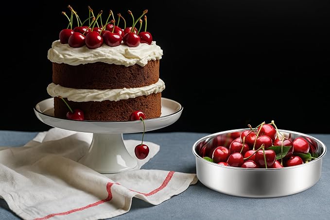 Leonyo Stainless Steel Round 8 Inch Cake Pans For Baking, 2 Pack | Smash 8x2Inch Round Cake Baking Pan Tins Set, Metal Circle Layer Tin for Birthday Wedding Party, Dishwasher Oven Safe - Image 8