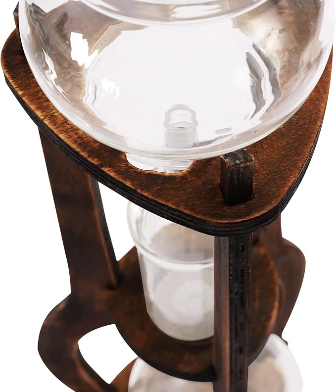 Ice Cold Drip Tower, 6-8 Cups 600ml Portable Cold Brew Coffee Machine -20~300℃ Temperature Range With Slow Drip TechnologyIBamboo Straight Frame for Home Office Drip Coffee Maker