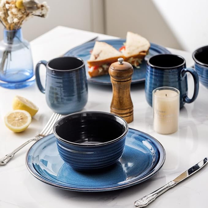 HASENSE Coffee Mugs Set of 4, 12 Ounce Ceramic Coffee Cups with Handle, Large Mug Set for Latte, Tea, Chocolate, Modern Cup Gift for Men and women, Dishwasher & Microwave Safe(Blue) - Image 6