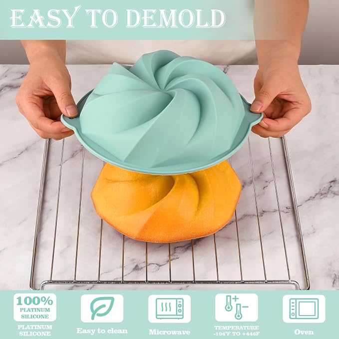 HUAKENER Flower Shape Cake Molds, 3 Pcs Silicone Cake Molds | Nonstick Silicone Cake Pan for Jello Cakes, Cheese Cakes, Strawberry Shortcake, Brownie Tart Pie - Image 2