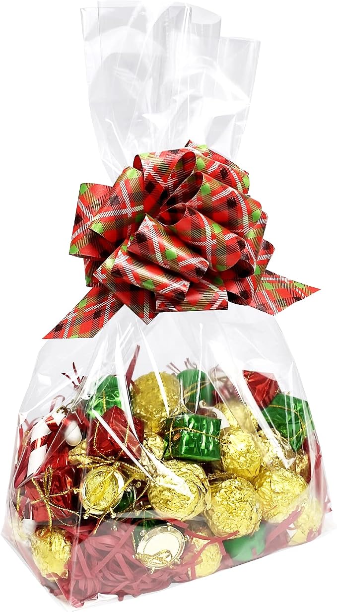 Morepack Gusseted Flat Bottom Cellophane Bags 7x4x14 Inch 50Pcs | with Paper Insert by Morepack
