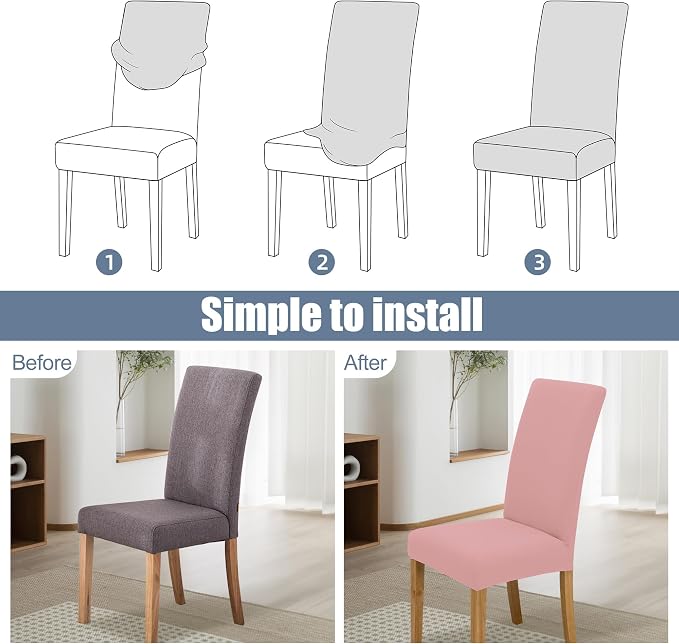 Dining Chair Covers, Stretch Seat Covers, Washable Furniture Protector | Washable, Stretch Fit, Soft, Non Slip, Dining Chair Covers, Seat Protector, Furniture Protector - Image 4