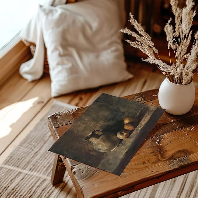 XOCUUI Farmhouse Still Life Picture Living Room - Rustic Vintage Decor for Bedroom - Peach Fruit Dining Room Moody Muted Oil Painting Art Deco Wall Art for Kitchen - 11 x 14 No Frame - Image 3