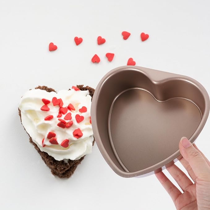 VOSAREA Heart Shaped Cake Pans with Removable Bottom Stainless Steel Heart Cake Mold Springforms Cheesecake Pan Diy Baking Mold Tool for Valentines Day Wedding (8 Inch) - Image 3