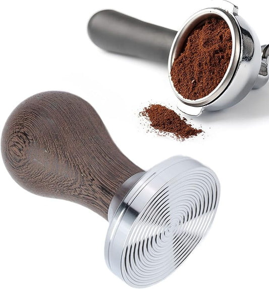 53mm Coffee Tamper Stainless Steel Coffee Powder Press Tool with Comfortable Wooden Handle for Espresso Maker Barista Home Office