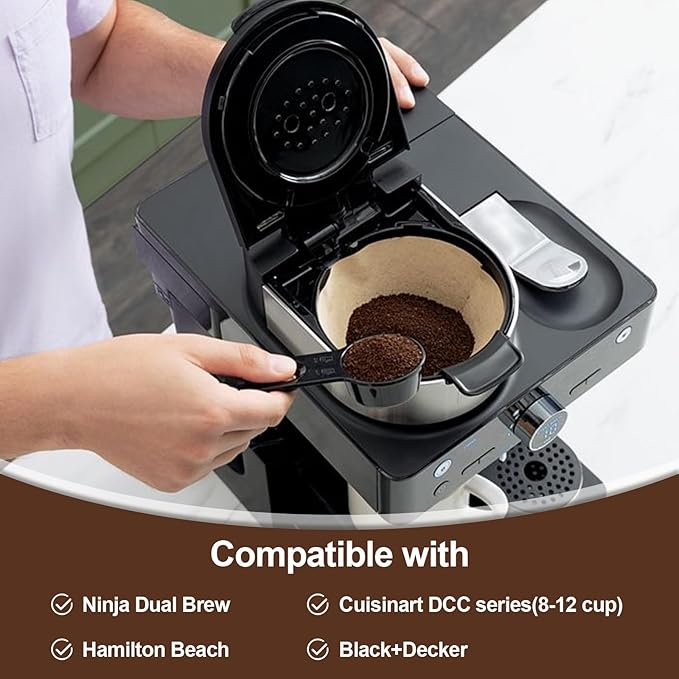 2Pcs Reusable No.4 Cone Coffee Filters, 8-12 Cup Gold Coffee Filter Basket Cone Shape Permanent Basket Filter Coffee Maker Filters for Cuisinart/Ninja Dual Brew Pro Reusable Coffee Filter