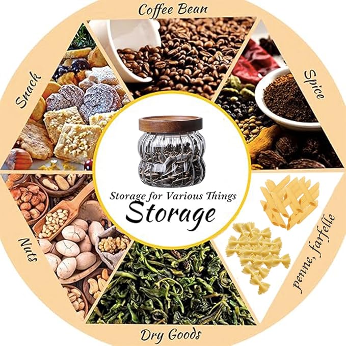 Glass Food Storage Container Jar with Airtight Seal Acacia Wood Lids Clear Glass canister Coffee,Tea,Spice Containers Sugar,Cookies,Nuts,Snack,Candy Jar - Image 6