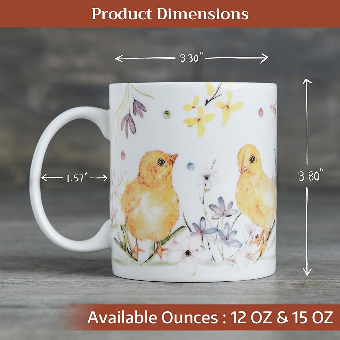 Maison d' Hermine Coffee Mug with Handles Tea Cups (15 Ounce, Pack of 2) | Fine Bone China Coffee Mugs for Hot Beverages Cappuccino Latte Home Restaurant Hotel Spring Summer -Easter Zest - Image 4