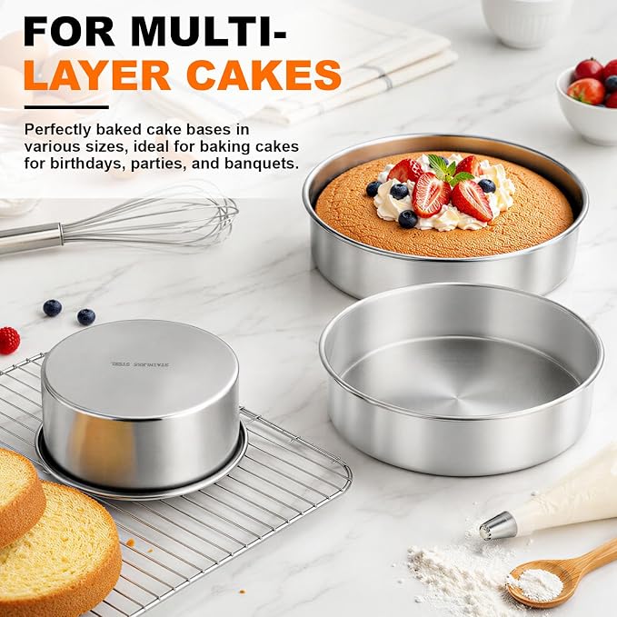 Leonyo 4-7-9 Inch Cake Pans Set of 3, Round Baking Pan Molds Tin, 2In Deep | Bake a multi-layer cake — perfect for celebrating weddings, birthdays, housewarmings, and graduations - Image 5
