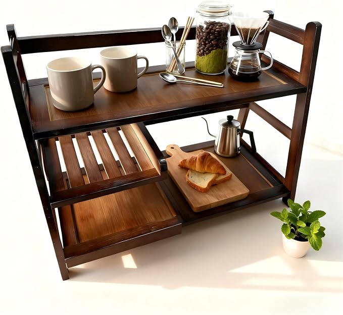 3 Tier Bamboo Matcha Station, coffee station organizer Shelf | for Kitchen Countertop, Tea Bar - Matcha Powder, Tools & Cup Organizer for Matcha Lovers, Home Baristas. - Image 4