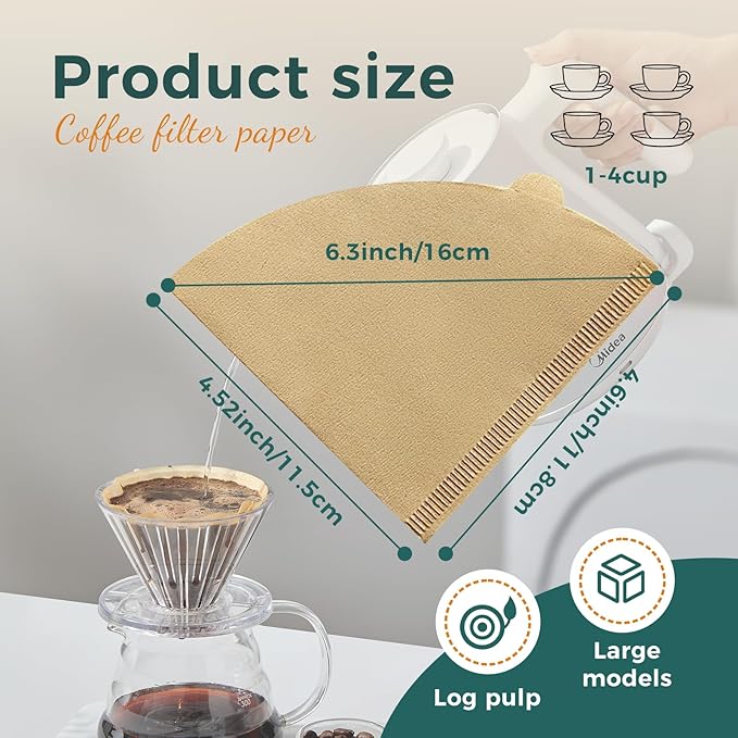 Easy-Dispensing Natural Brown Cone Coffee Filters, V02 Size, 100 Count - Unbleached Paper Filters for Pour Over Brewing, Compatible with Chemex, Hario V60 & More，Box for Easy Use & Tidy Storage