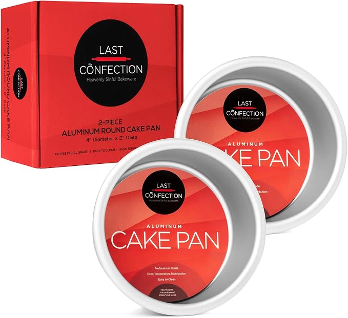 4 x 2 Inch Round Cake Pans, Set of 2 Anodized Aluminum Cake Pans Baking Tins - Image 3