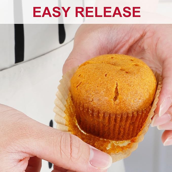 Caperci 300pcs Standard Cupcake Muffin Liners for Baking - Odorless Greaseproof Paper Muffin Baking Cups for Wedding Birthday Party Baby Shower Festivals (Natural) - Image 4