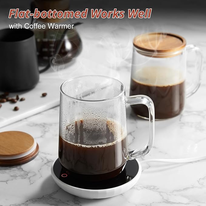Glass Coffee Mugs, 16 oz Glass Coffee Cups with Acacia Wood Lids, Clear Borosilicate Glass Mugs with Handles for Cappuccino, Tea, Latte, Hot/Cold Beverages, Wine, Americano, Set of 4 - Image 5