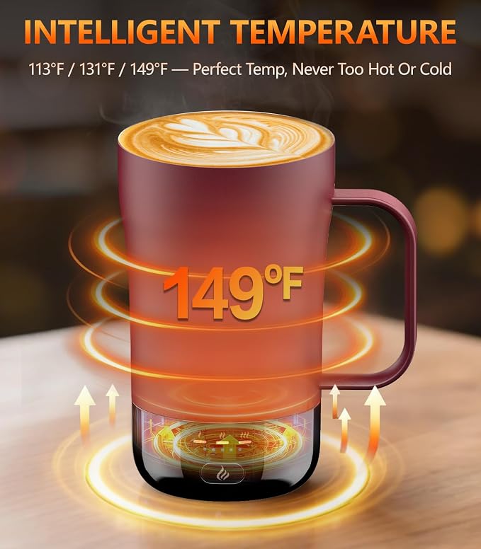 Self-Heating Coffee Mug, 14oz Heated Coffee Mug - Rechargeable Temperature Control Coffee Mug Keep Coffee Hot, Smart Mug Great Gift for Coffee Lovers & Slow Sippers - Image 2