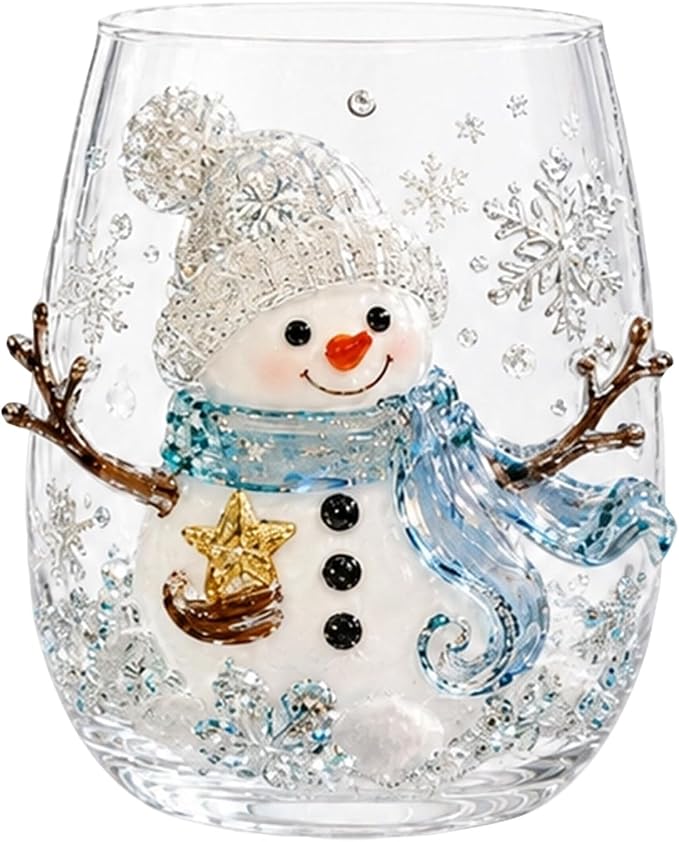 3D Christmas Glass Art Cup, Luxury Raised Holiday Glassware Collection | Cute Festive Stemless Wine Glasses,Artistic Holiday Table Ornaments,Perfect Christmas Home Decor Gifts for Various Beverages - Image 2