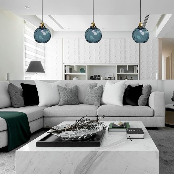 Pendant Light Shade Industrial Hanging Lights Fixtures Ceiling Outdoor Pendant Lighting for Kitchen Island Dining Room Unique Lamp in Kitchen Farmhouse Bedroom (Dark Blue, 5.9 Inches) - Image 2