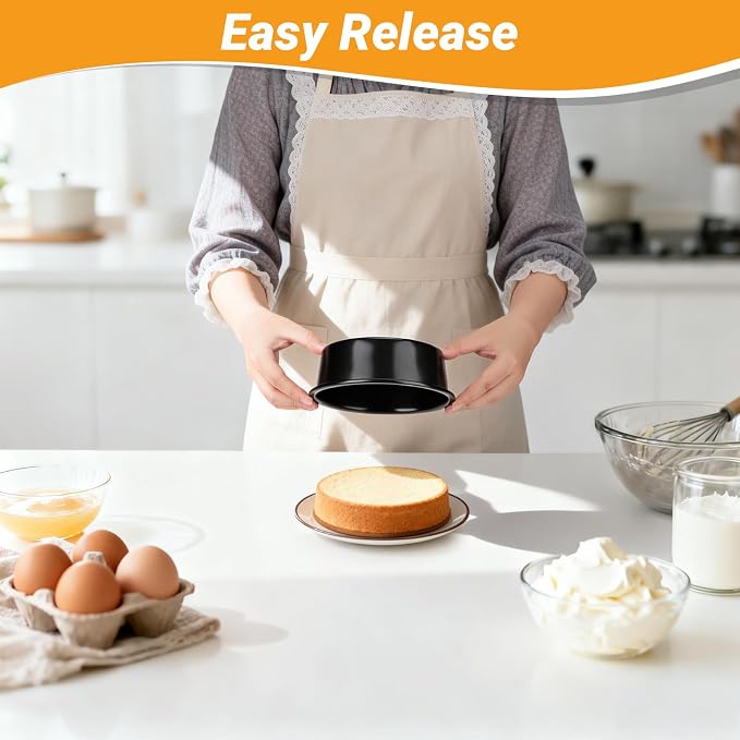 Beasea 6 Inch Cake Pan Set of 3, Heavy Duty Carbon Steel Cheesecake Pan, Nonstick Round Layer Cake Mold Tin for Home Baking Bakeware Oven - Image 5