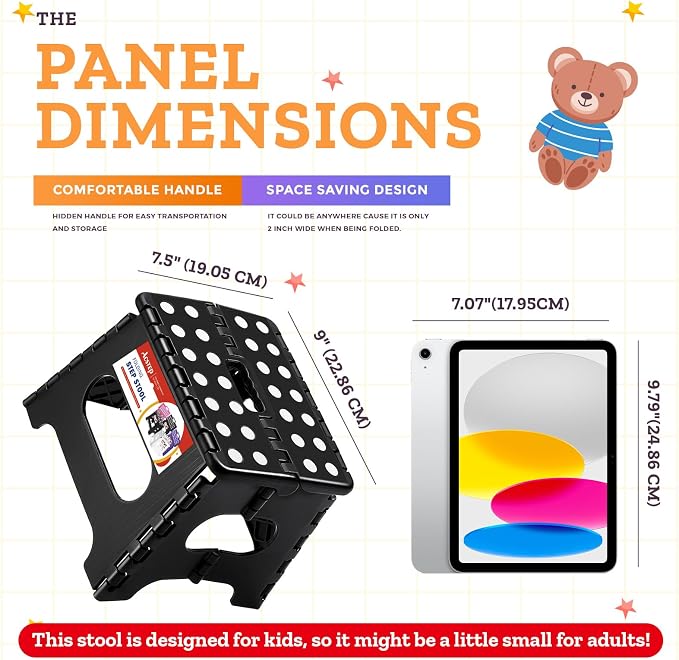 ACSTEP Collapsible Step Stool 7.5 Inch, Small Folding Stool, 176 lbs, Black | Lightweight Foldable Step Stool for Kids and Adults with Handle, for Kitchen, Bathroom, Car, and Compact Home Storage - Image 5