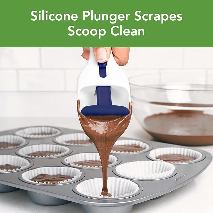 Tovolo Cupcake Scoop Batter Dispenser for Cupcakes Muffins Pancakes & Cookie Dough, Easy to Clean Batter Scoop Slide Dispenses Quicker for Even Size Baked Goods Kitchen Gadget, Deep Indigo - Image 2