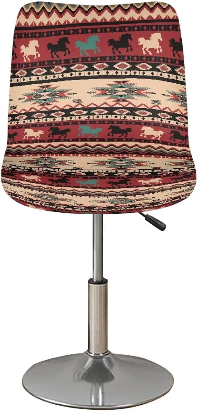 Bar Stool Covers High Stool Chair Cover for Party Kitchen Club, Reusable Waterproof 2 Pcs Bar Stool Covers Decorative Covers,Brown Aztec - Image 2