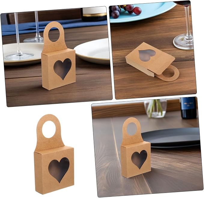 TEHAUX 30pcs Kraft Paper Hanging Wine Boxes with Window, Decorative Candy and Cookie Packaging Boxes for Wrapping, Suitable for Party and Holiday Presentations - Image 3