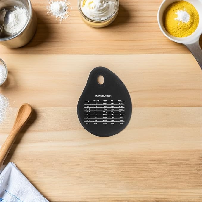 4pcs Black Silicone Baking Cutter Tool with Precise Measurement and Pastry Shaping Features Includes Kitchen Measurement Conversion Chart for Accurate Baking Preparation - Image 6
