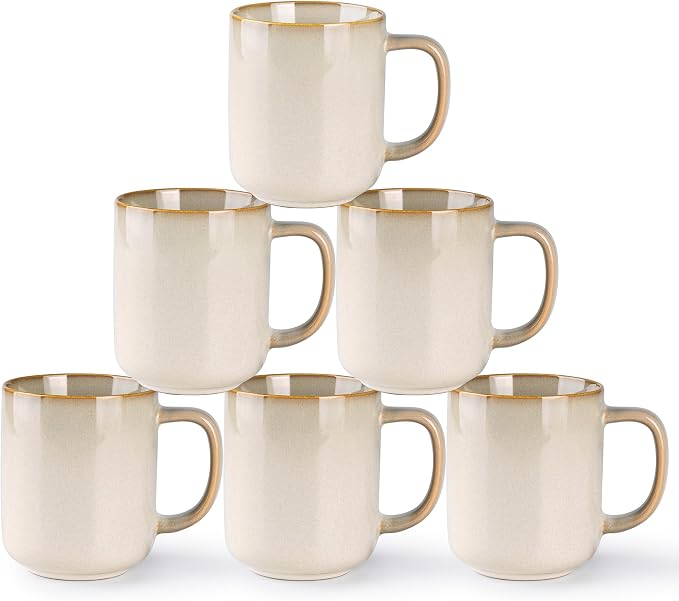 GBhome Large Coffee Mugs Set of 6, 16oz Handmade Coffee Mugs Set with Large Handle for Cappuccino/Latte/Tea/Hot Cocoa, Dishwasher & Microwave Safe-Cappuccino by GBhome