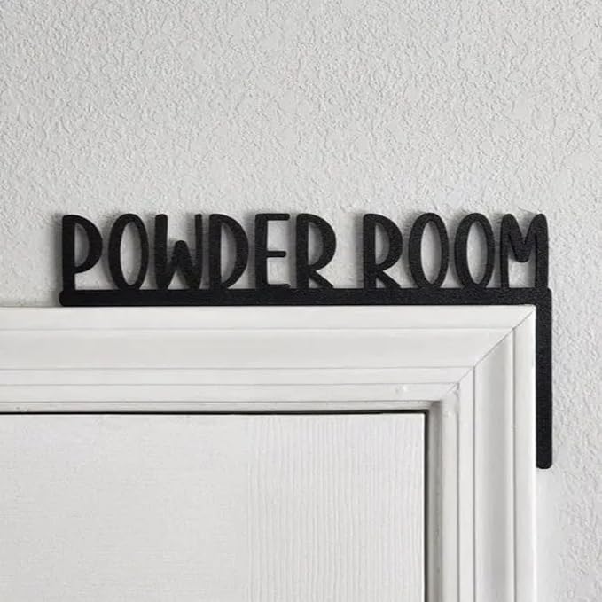 2025 New Year Gift - Cute Metal Door Topper Love You Bye Over Door Frame Decor Corner Sign Black Ornaments Wood Decorations Funny Christmas (Powder Room) by Unknown