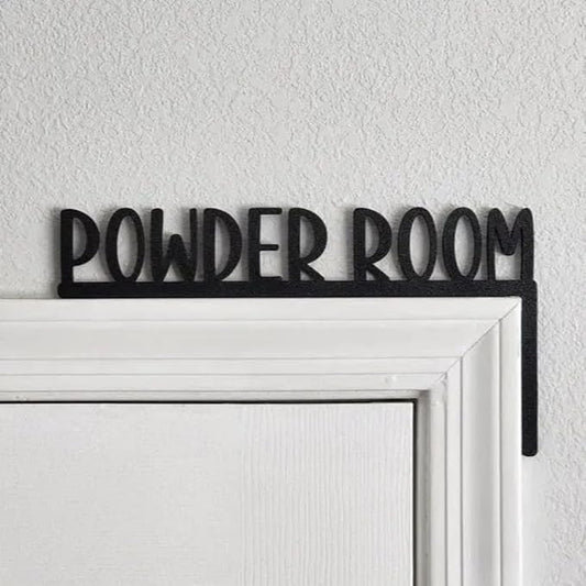 2025 New Year Gift - Cute Metal Door Topper Love You Bye Over Door Frame Decor Corner Sign Black Ornaments Wood Decorations Funny Christmas (Powder Room) by Unknown