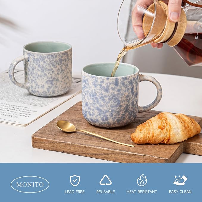 MONITO 12 OZ Coffee Mugs Set of 4, Ceramic Coffee Mugs,Modern Coffee Mugs Set with handle for Tea/Latte/Cappuccino/Milk/Cocoa. (BLUE, 4 Count（Pack of 1) - Image 5
