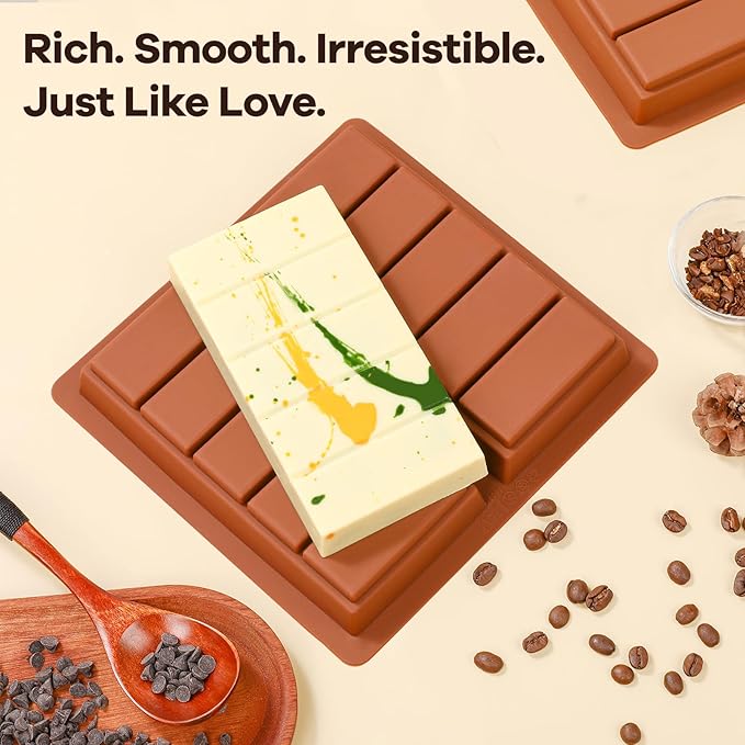 Dubai Chocolate Molds 1 Inch Deep, Silicone Chocolate Bar Mold – Non-Stick, Flexible, Large and Thick Homemade Chocolates, Candies, and Desserts - Set of 1